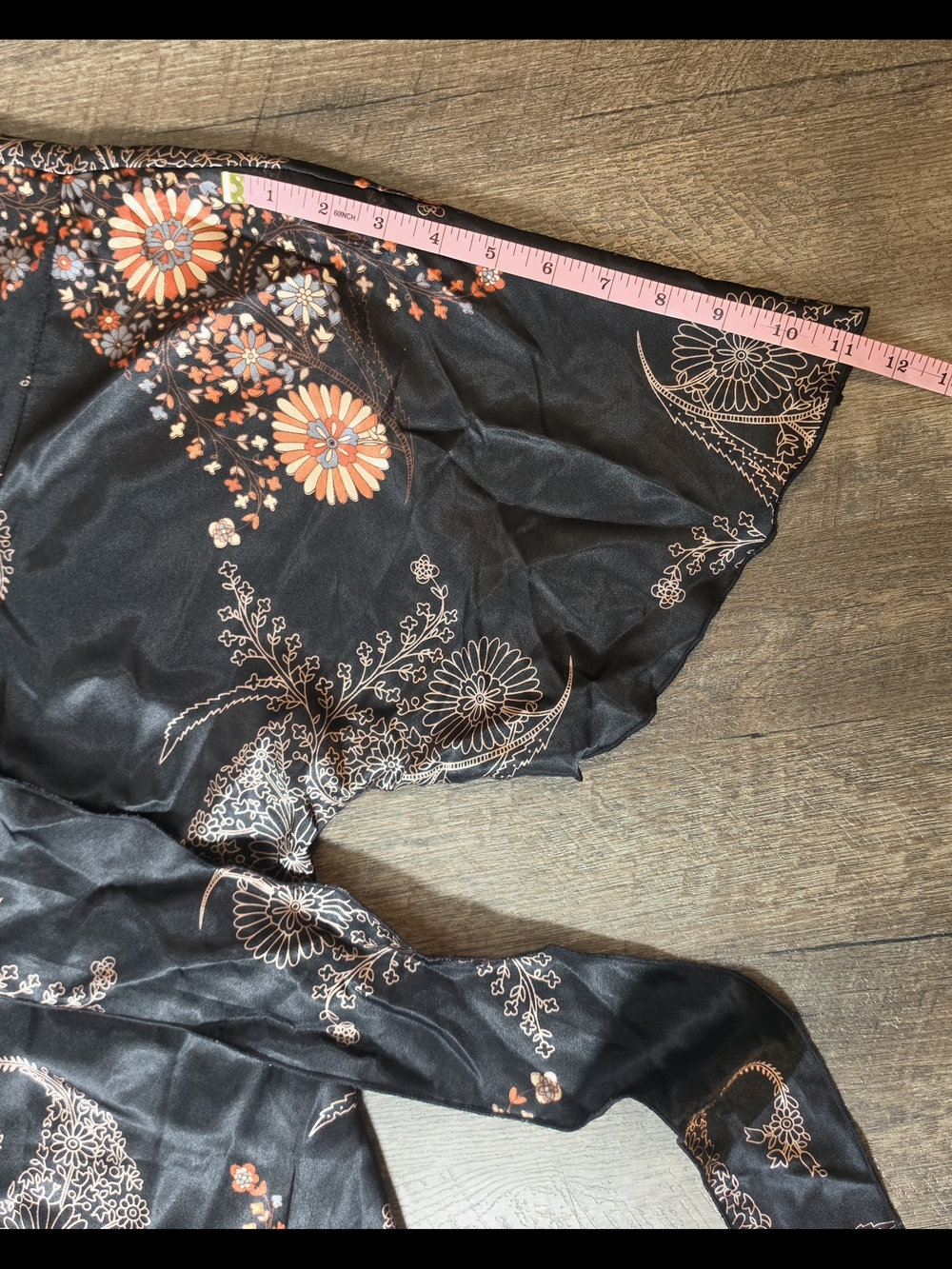 Y2K Vintage GLAM South Beach Satin Kimono Tunic Womens XL Black Dark Boho Floral - Picture 10 of 12